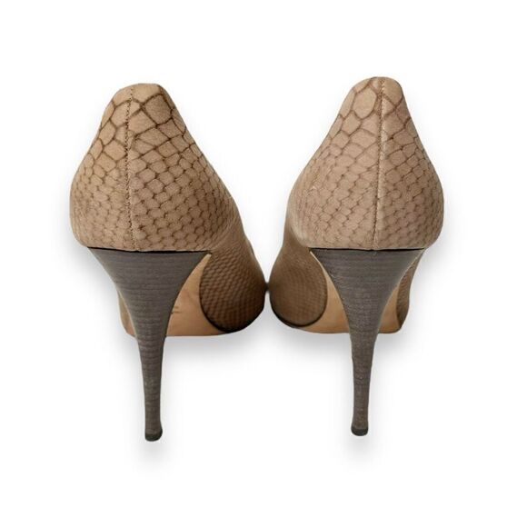 Giuseppe Zanotti Beige Python Embossed Leather Peep Toe Heels Pumps Women’s 40 - Picture 6 of 10